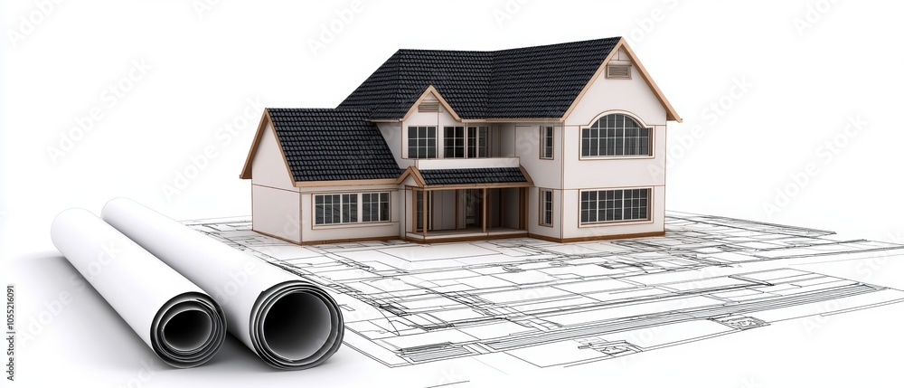 Poster clean architectural wireframe in 3d, illustrating building foundations and layered design elements