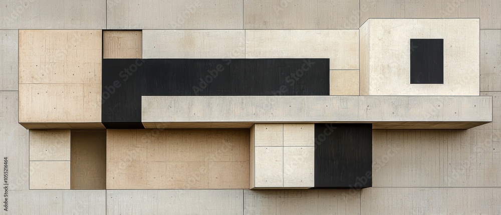 Poster Collage of architectural models with graphic overlays, blending blueprint textures and 3D construction elements