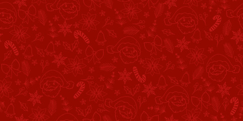 Seamless Pattern with Delicate Outline Bows and Stars on Dark Red Background. Elegant Pattern for holidays perfect for cads, banners, web, wallpaper.