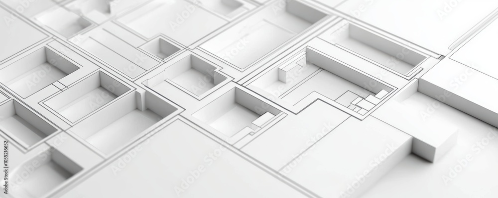 Poster complex architectural drawing with layered structures, ideal for illustrating design concepts and co