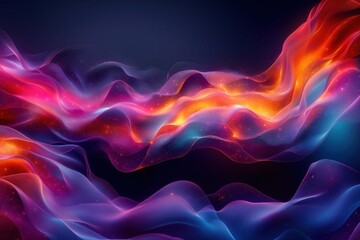 Fototapeta premium Abstract Background with Neon Waves and Sparkling Light, Creating a Cosmic Glow Atmosphere, Perfect for Technology, Graphics, and Data Visualization Projects