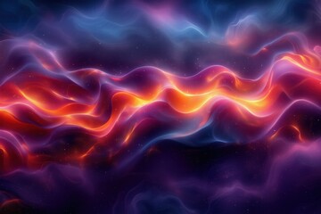Fototapeta premium Abstract Background with Neon Waves and Sparkling Light, Creating a Cosmic Glow Atmosphere, Perfect for Technology, Graphics, and Data Visualization Projects