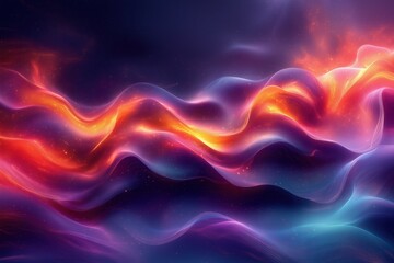 Obraz premium Abstract Background with Neon Waves and Sparkling Light, Creating a Cosmic Glow Atmosphere, Perfect for Technology, Graphics, and Data Visualization Projects