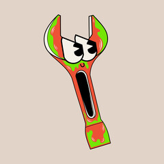 Doodle cute character illustration spanner sticker