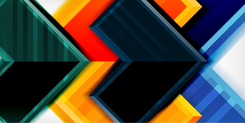 Arrow symbols created with 3d effects and line texture geometric abstract background