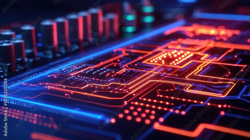 Poster futuristic energy grid with ai control elements