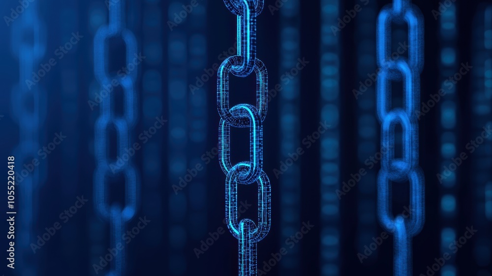 Poster digital chain links representing connectivity and technology