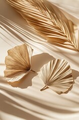 Beige palm-leaf wallpape