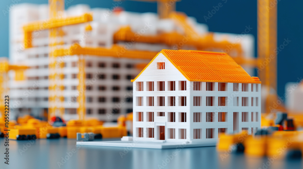 Poster printed model of building structures for construction