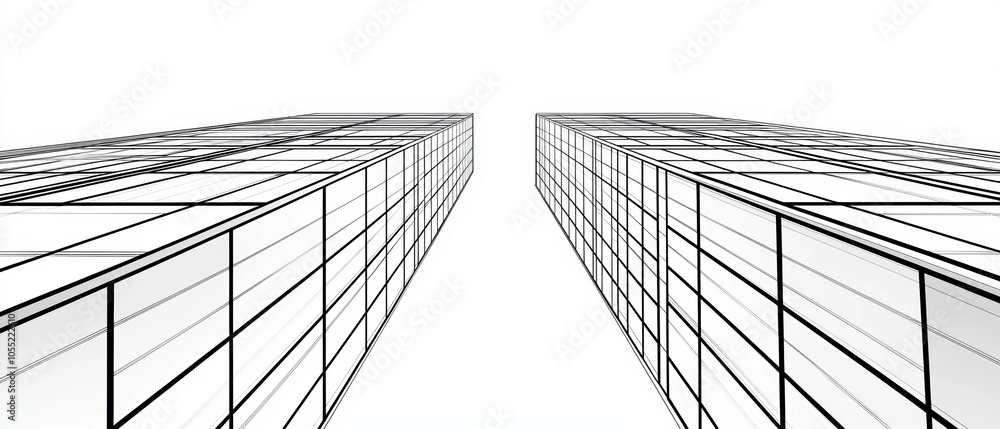 Poster high-tech 3d wireframe of an urban skyscraper, capturing digital drafting techniques and architectur