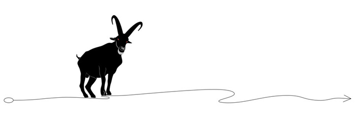 illustration of a silhouette design of a goat with its sturdy horns