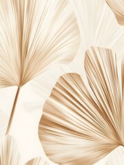 Beige palm-leaf wallpape