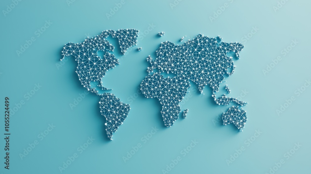 Poster global network map with cloud-based connections