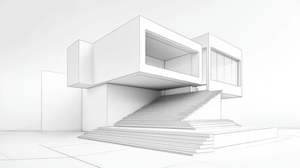 Obraz premium Modern building blueprint with intricate linework and perspective, representing architectural creativity and detail