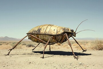 Giant Metal Insect Sculpture in the Desert