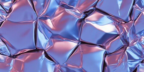 Metallic geometric surface of wrinkled texture illuminated by soft light reflections