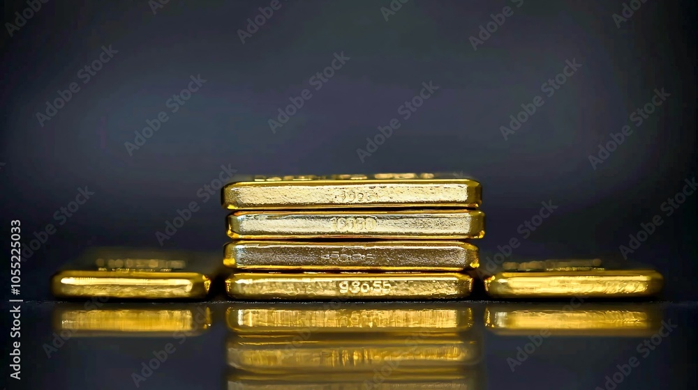 Poster a stack of gold bullion bars gleams against a dark background, symbolizing investment security amids