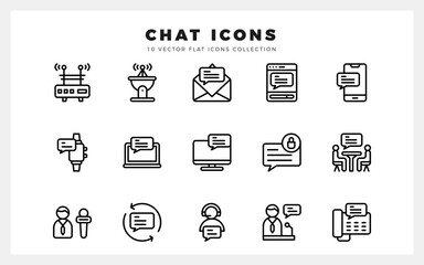 15 Chat Lineal icons pack. vector illustration.