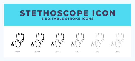 Obraz premium Stethoscope icon. Editable stroke line icon vector illustration.