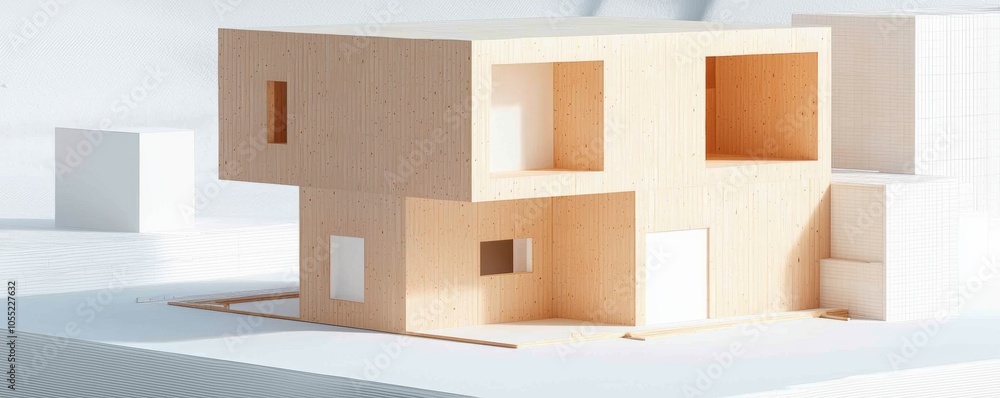 Poster simple, elegant wireframe of a building in progress, highlighting the foundations and open architect
