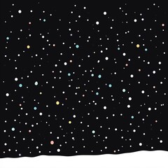 This artwork features a tranquil snowfall captured in delicate pastel shades against a stark black background, emphasizing the beauty of winter