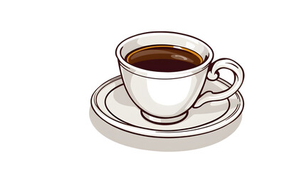 Classic coffee cup with saucer illustration. Generative AI