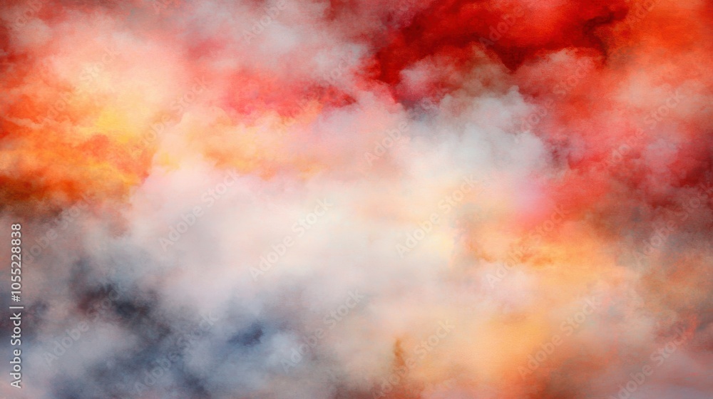 Poster soft clouds illuminated by rainbow light rays, creating a surreal, ethereal scene with a touch of fa
