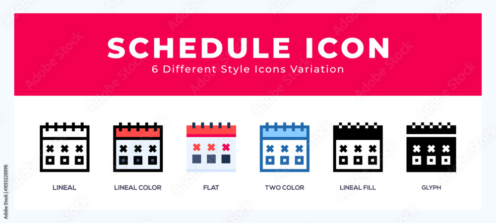 Poster schedule icon set with different styles. design elements for logo. vector illustration.