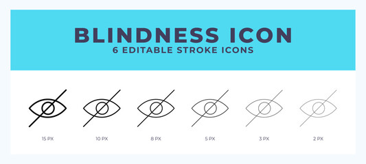 Blindness line icon illustrations with editable strokes.