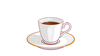 Classic coffee cup with saucer illustration. Generative AI