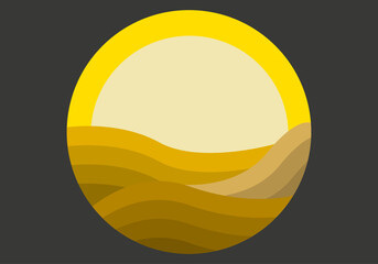 Círculo con tierras de cultivos amarillos en el amanecer