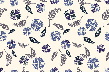 floral ethnic ikat seamless pattern traditional design for background, carpet, wallpaper, clothing, wrapping, fabric, vector illustration, embroidery style, Ajrakh, block print, batik print allovers