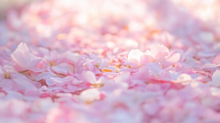 Obraz premium A close-up of delicate cherry blossom petals falling gently to the ground