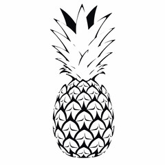Obraz premium pineapple vector silhouette on white background, simple and minimal vector