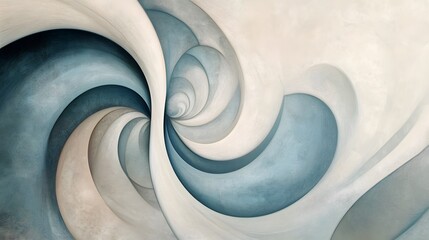 Calming Rhythms represented by delicate curves and swirls in soft colors, creating a tranquil visual landscape