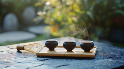 Tranquil Tea Ceremony in Natural Light Setting
