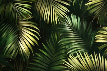 Palm tree background with green leaves.