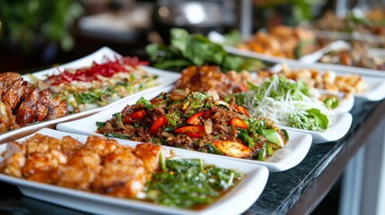 Fototapeta premium Vibrant Noodle Dishes with Flavorful Sauces
