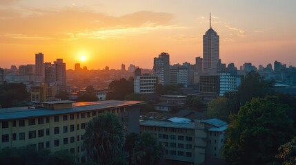 Fototapeta premium A dynamic business scene in Nairobi, featuring local startups