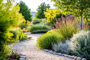 Obraz premium Serene Organic Garden with Efficient Drip Irrigation