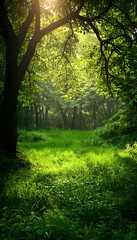 Lush green and brown tones in an outdoor nature background  -