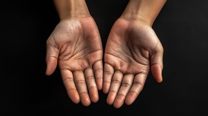 Engaging close-up of hands gesturing towards the viewer on a black background, emphasizing connection and involvement, ideal for social media and advertising visuals