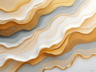 Elegant flowing waves in white and soft gold.