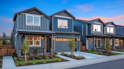 Bright Residential Homes with Detailed Textures in Evening Light