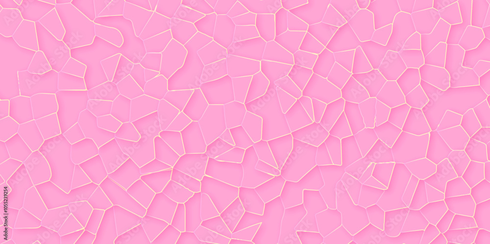 Poster abstract pink color broken stained-glass background with colorful line. geometric seamless pattern w