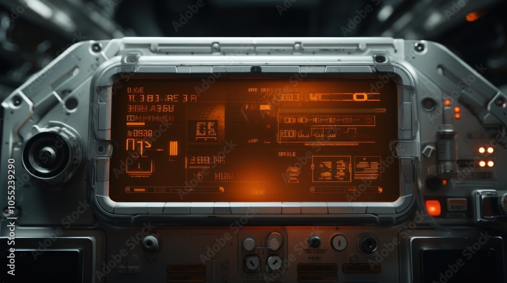 Fototapete futuristic spaceship control panel interface. spacecraft digital dashboard background with indicator
