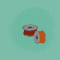 Illustration bobbins for a sewing machine on a green background 