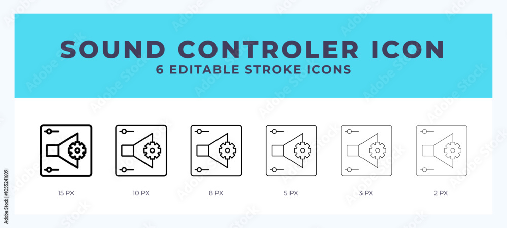 Poster sound controler vector icon for web and app. editable stroke vector illustration