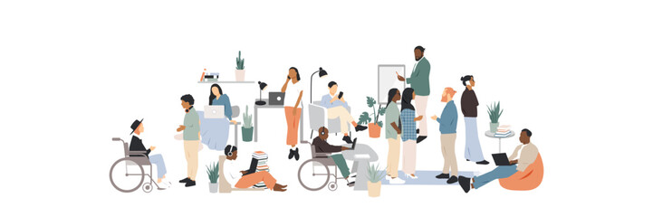 Office concept. Different people work together.