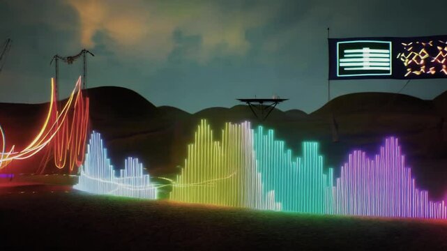 Illuminated Data Graphs Stock Market Big Data Analysis Digital Graphics